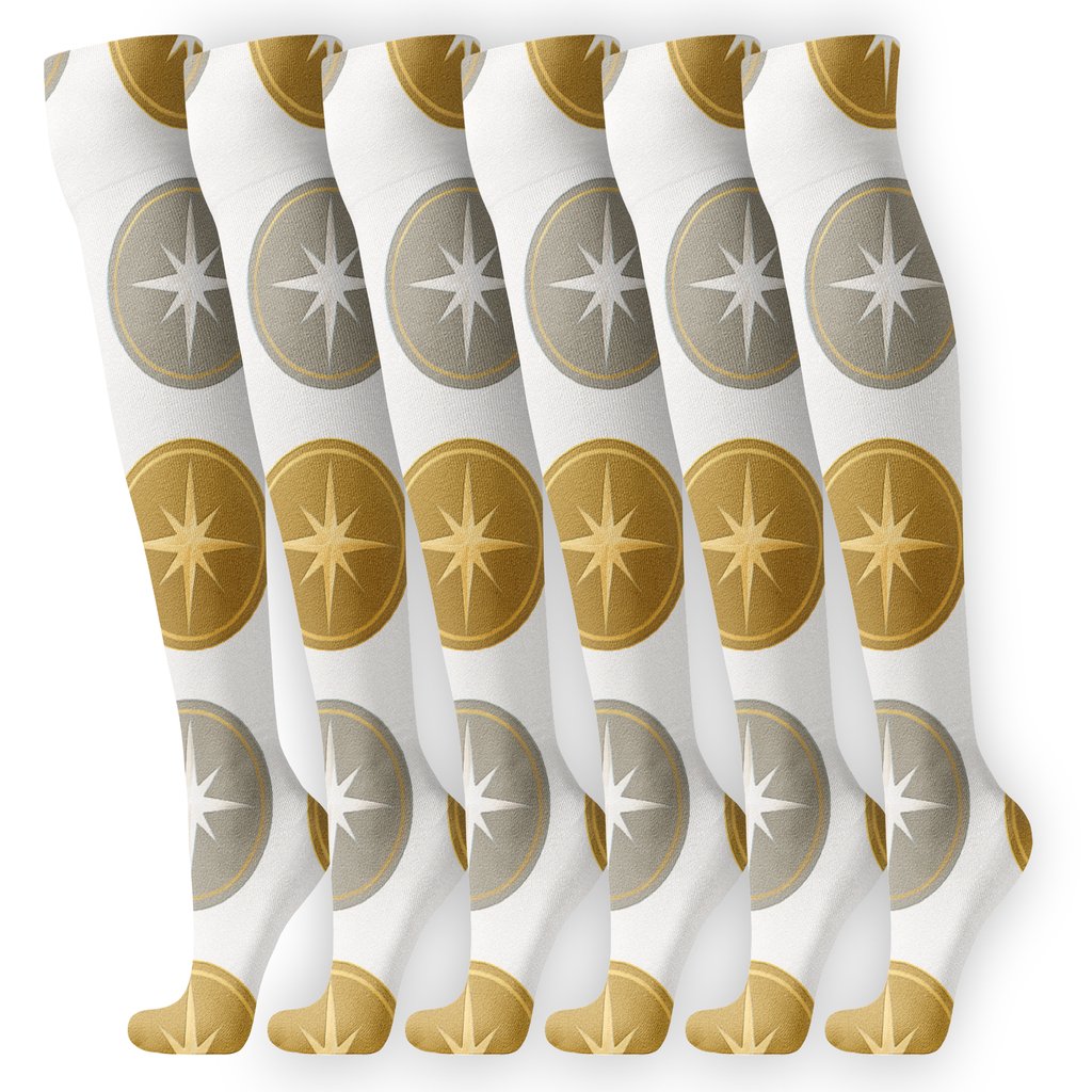 Golden Halo Medallions With Star Of Bethlehem Glow personalized knee-high socks