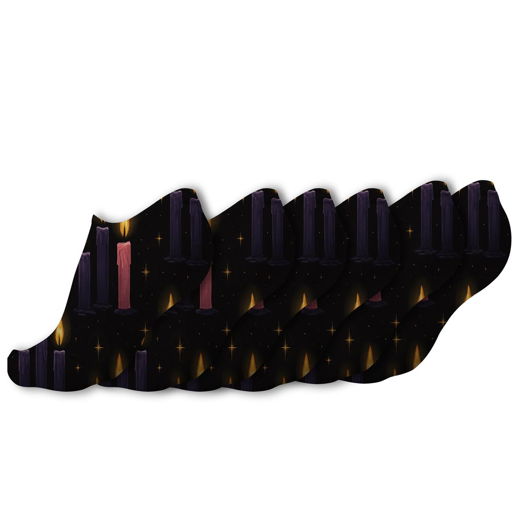 Midnight Quartet Glow Pattern Advent Candles stylish athletic ankle socks
