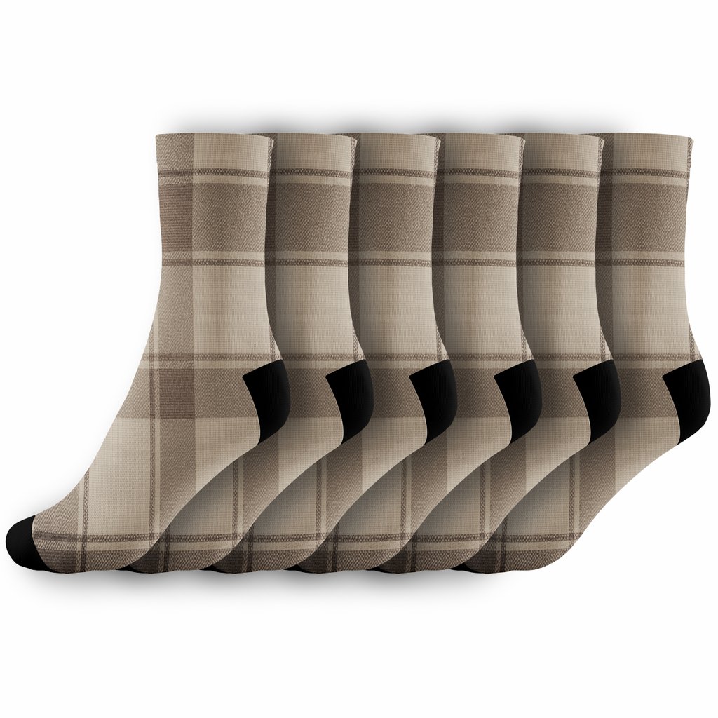 Tonal Tartan Layer With Checker Bands Crew Socks Pack of 6