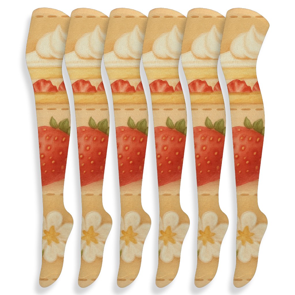 Strawberry Shortcake Patchwork Parade designer print over-the-knee socks