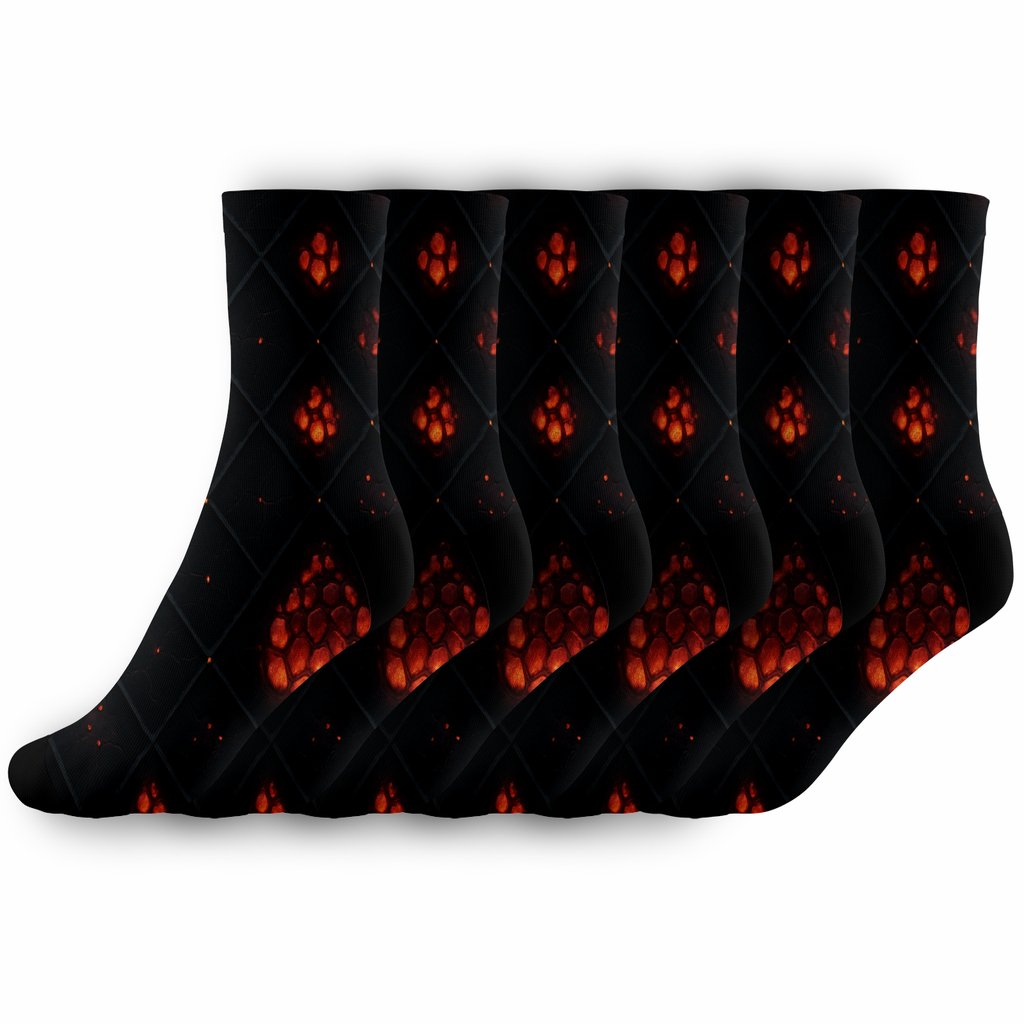 Charcoal Ember Lattice On Black comfortable cotton crew socks
