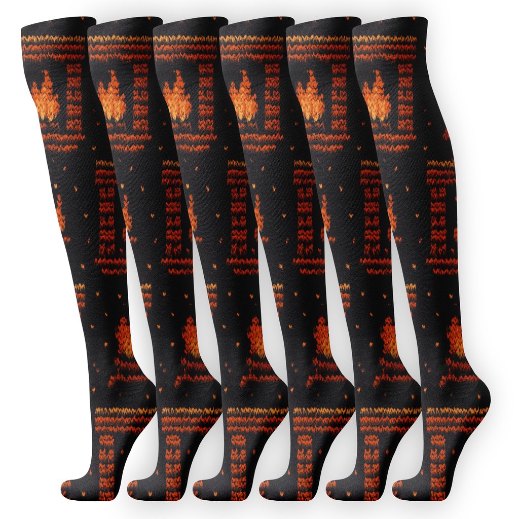 Fireplace Ember Constellation Knit Grid custom knee-high socks