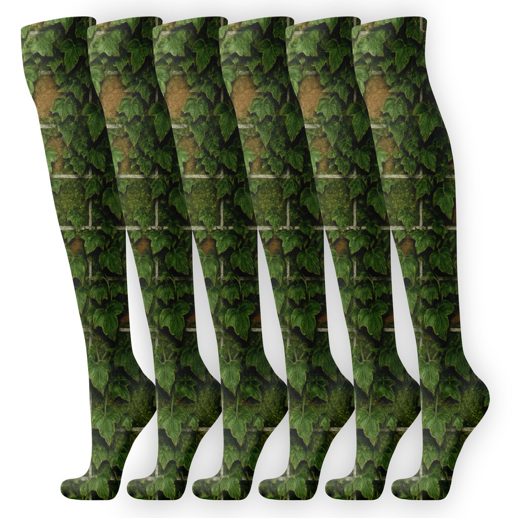 Galactic Ivy Brick Mosaic unique graphic knee-high socks