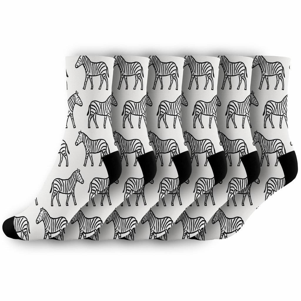 Monoline Zebra Silhouette Parade Border personalized crew socks