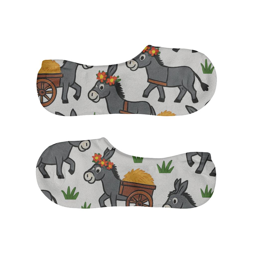Flower Crowned Donkey-Cart Medley custom no-show socks