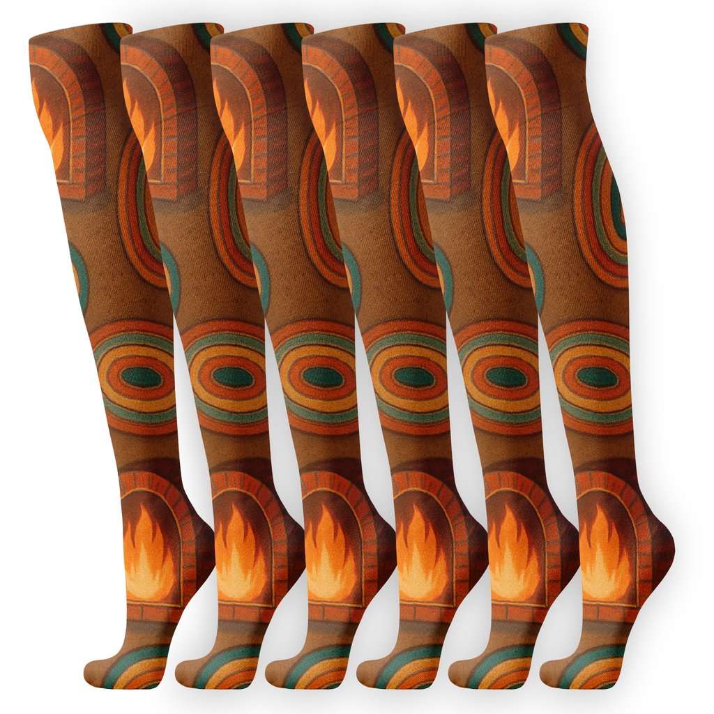 Hearth Rug Orbits Fireplace Edition unique graphic knee-high socks