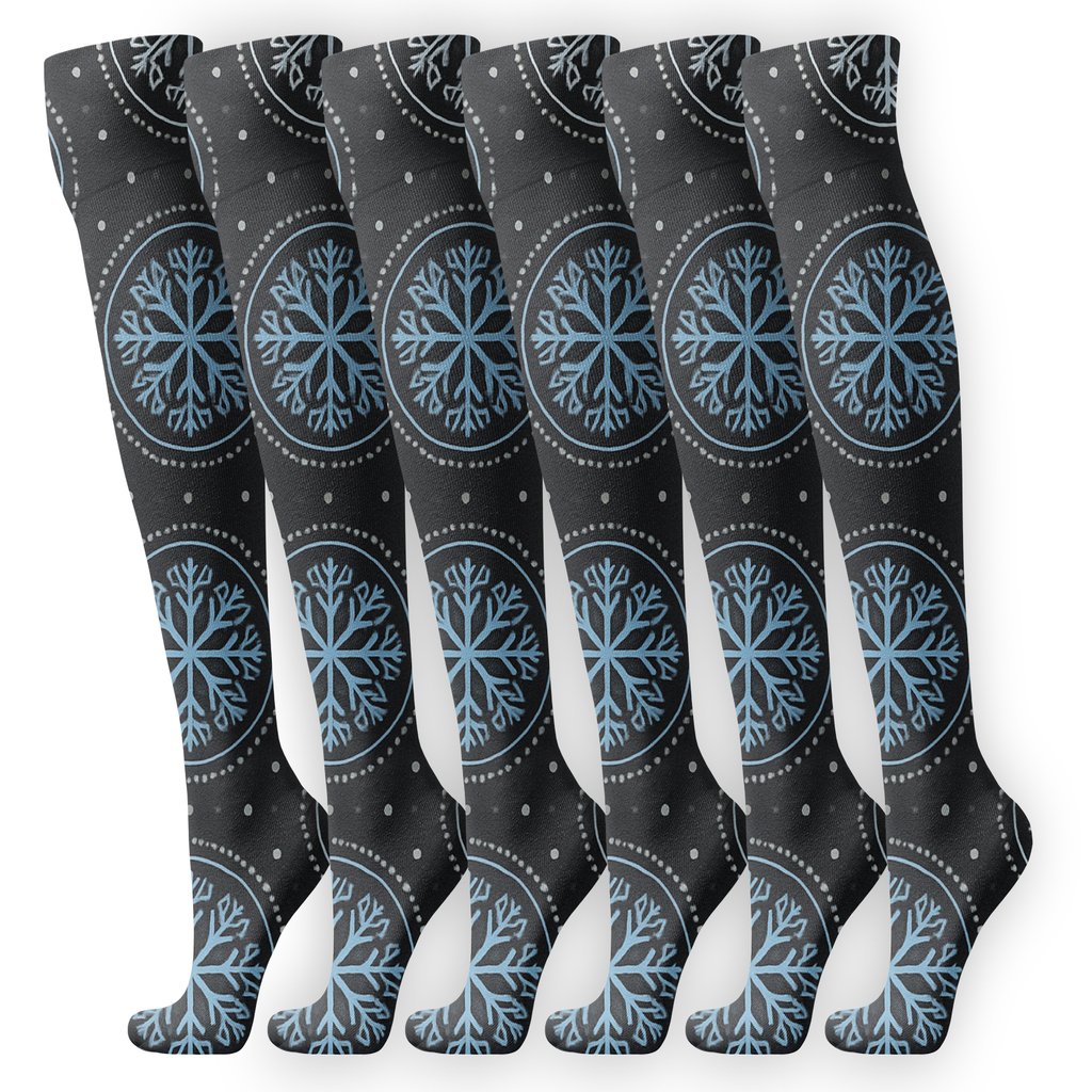 Snowflake Medallion Xmas Mosaic soft everyday knee-high socks