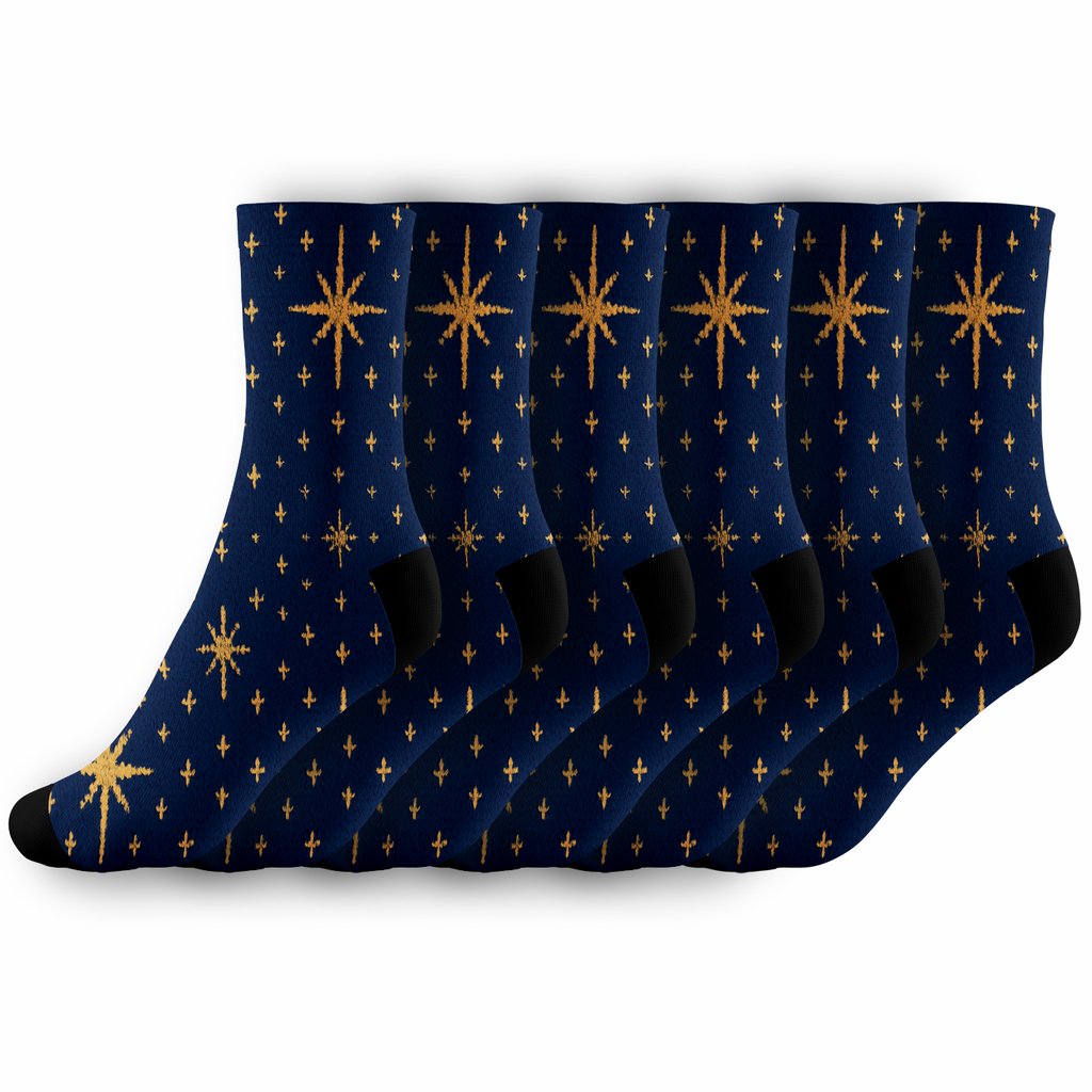 Star Of Bethlehem Midnight Lattice Sky soft everyday crew socks