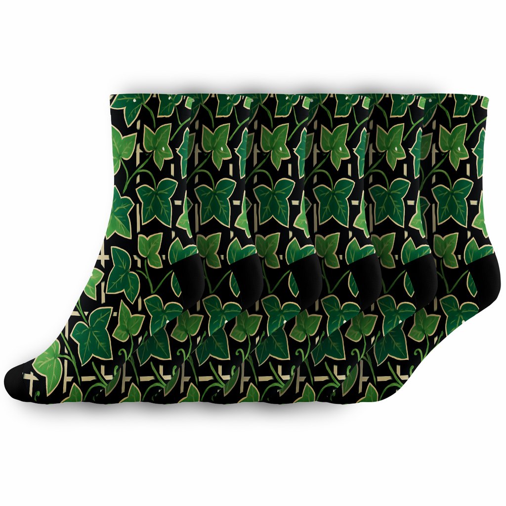 Starlit Ivy Trellis Grid unique graphic crew socks