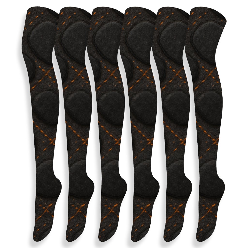Coal-Heart Scatter Across Soot Gray Rug Field stylish fashion over-the-knee socks