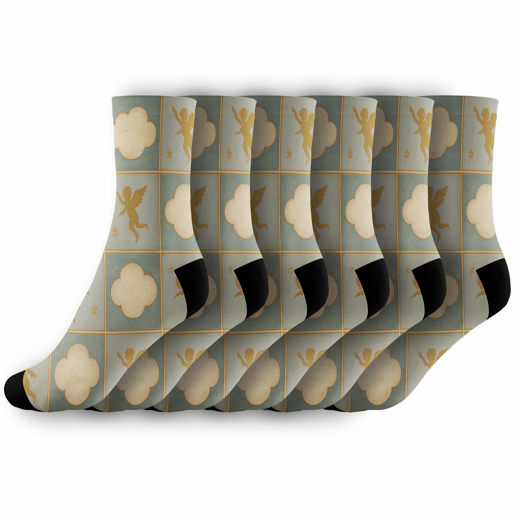 Star Lit Angel-Cloud Mosaic comfortable cotton crew socks