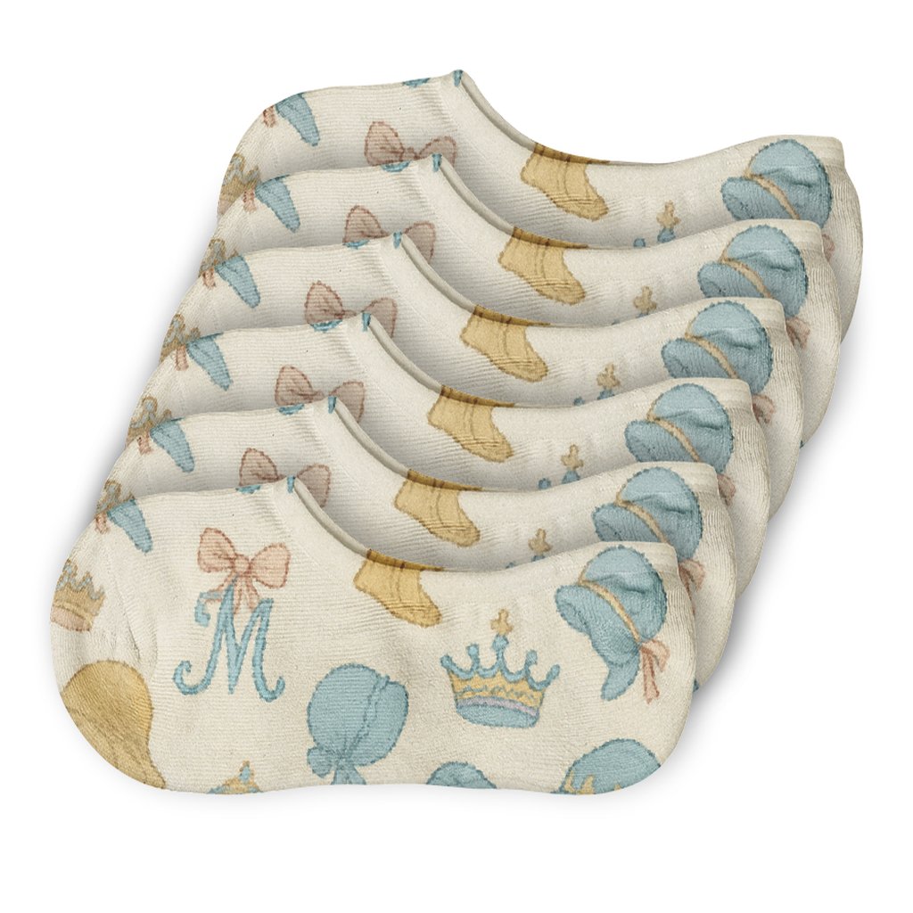 Crown And Ribbon Pattern Mary Edition soft cotton no-show socks
