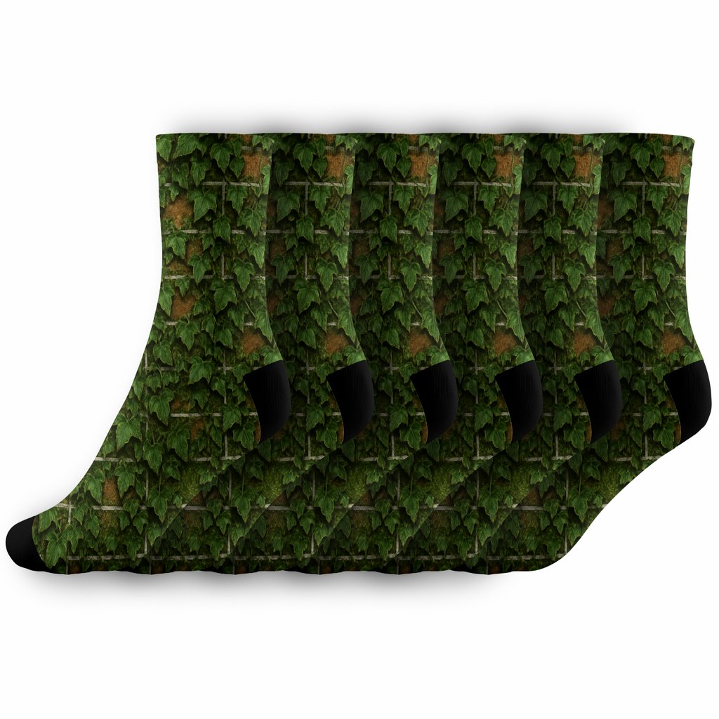 Galactic Ivy Brick Mosaic designer printed crew socks