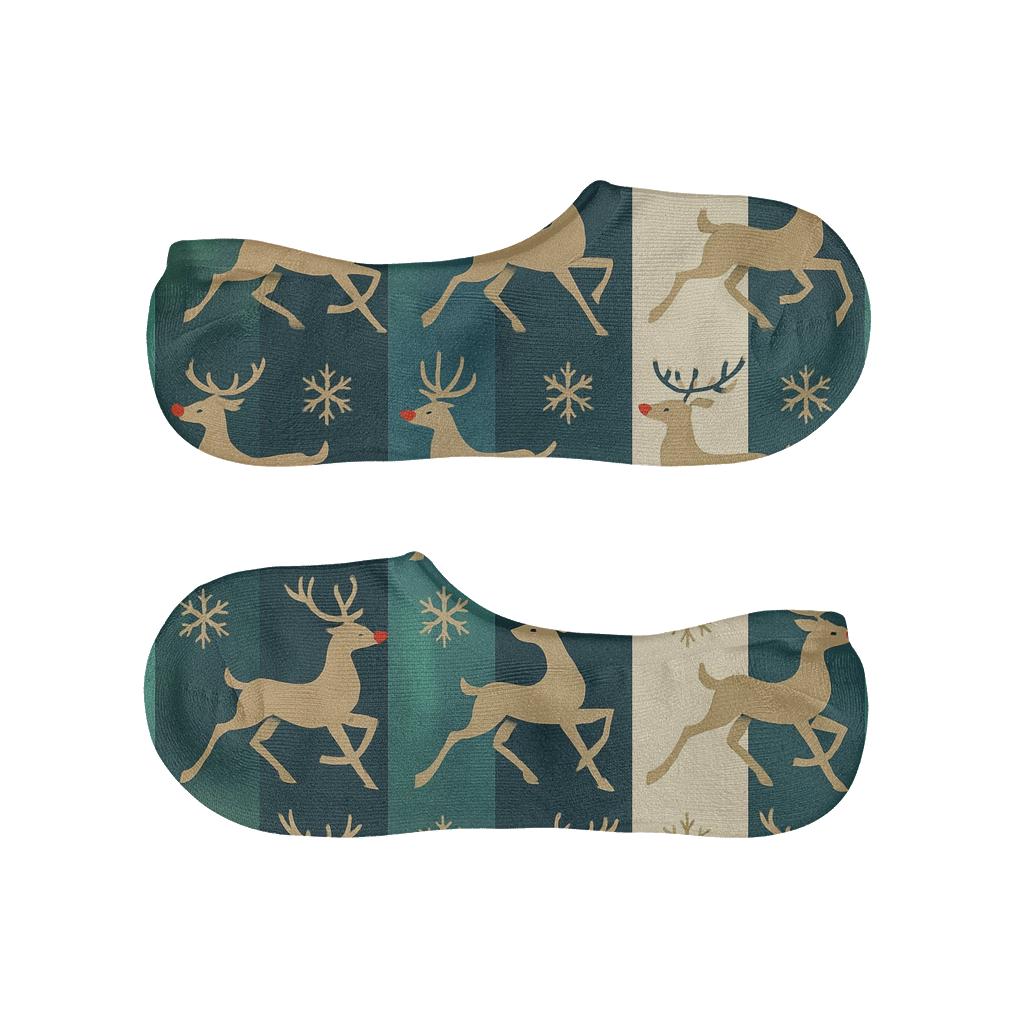 Northern Lights Reindeer Stripe Rudolph Edition soft cotton no-show socks