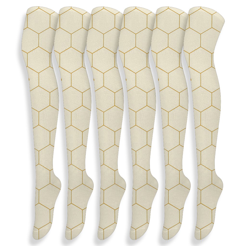 Solar Hex Ring Mesh unique graphic over-the-knee socks