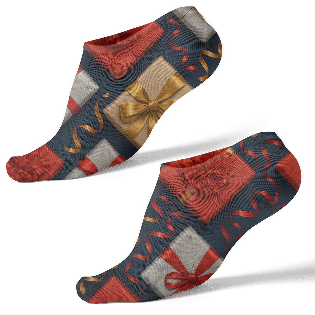 Presents Collage Gift Wrap Tapestry personalized ankle socks