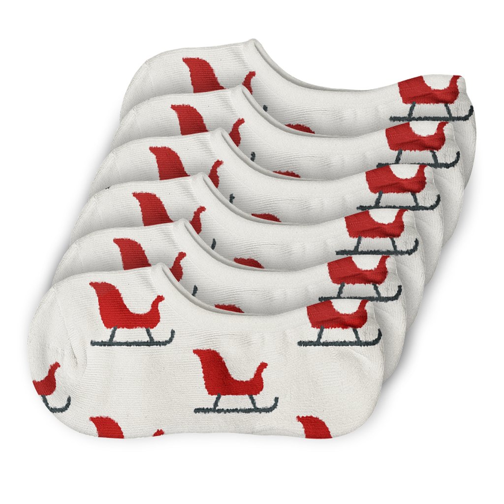 Crimson Runners With Sleigh Echo Pattern trendy no-show sock styles