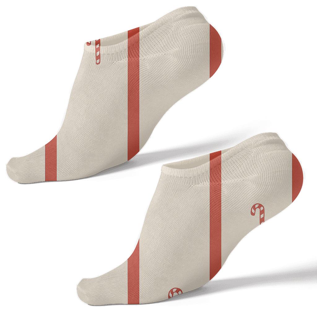 Peppermint Boulevard Stripe With Candy Canes Accents unique graphic ankle socks