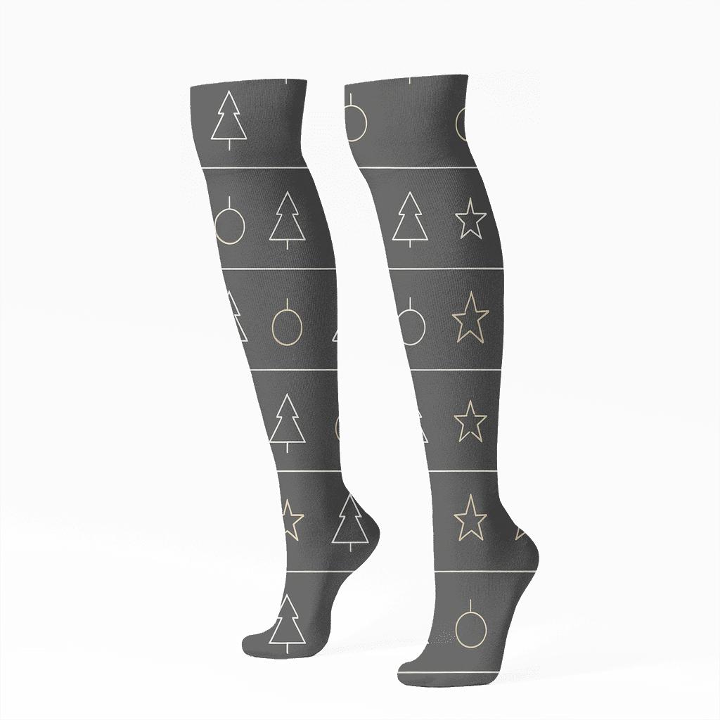 Minimal Tree Icons Holiday Banding soft everyday knee-high socks