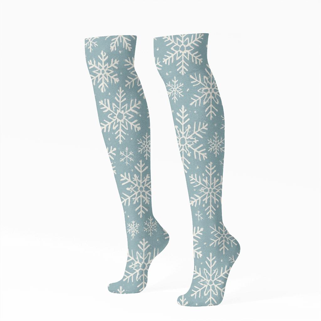 Snowflake Crystal Holiday Tessellation stylish athletic knee-high socks