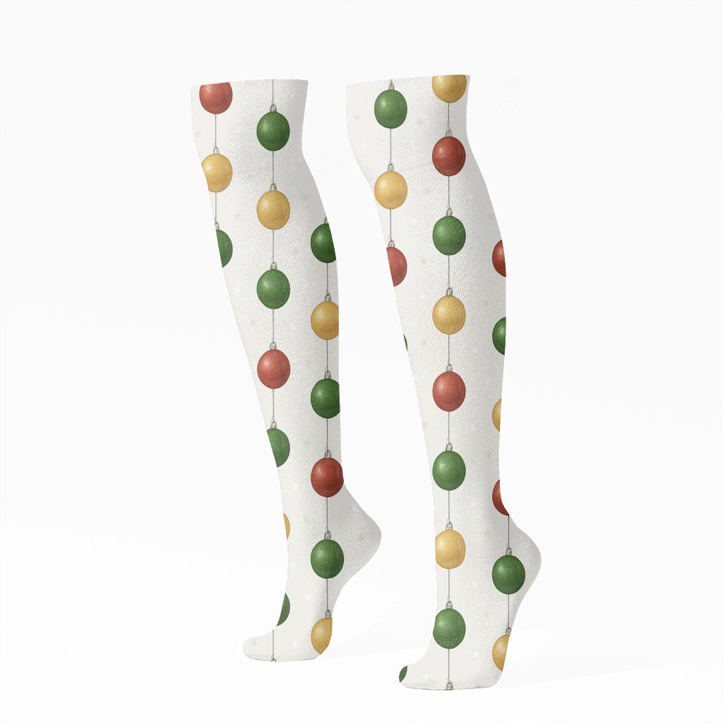Bauble Stripe Holiday Rhythm stylish athletic knee-high socks