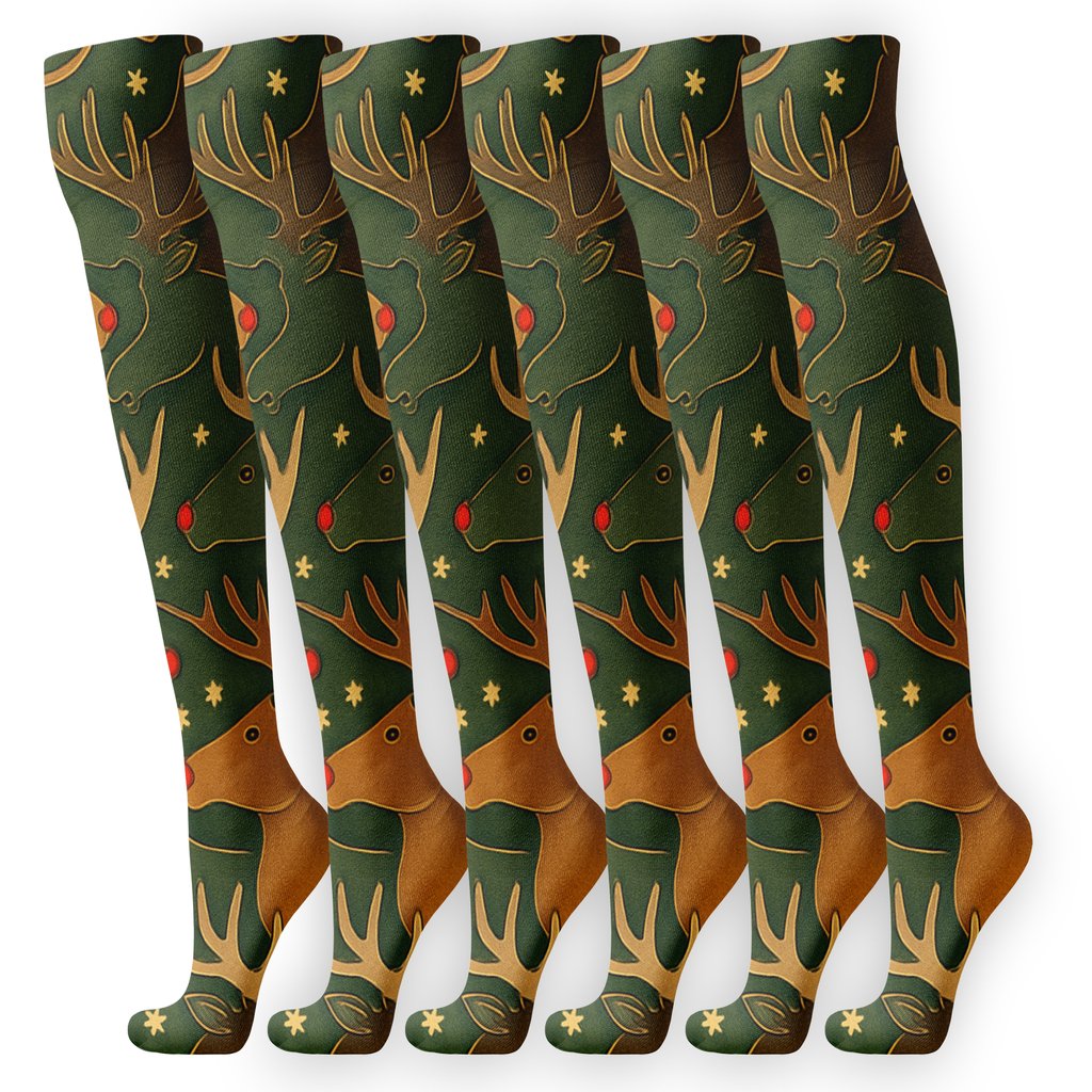 Red-Nosed Reindeer-Rudolph Tessellation Parade premium sports knee-high socks