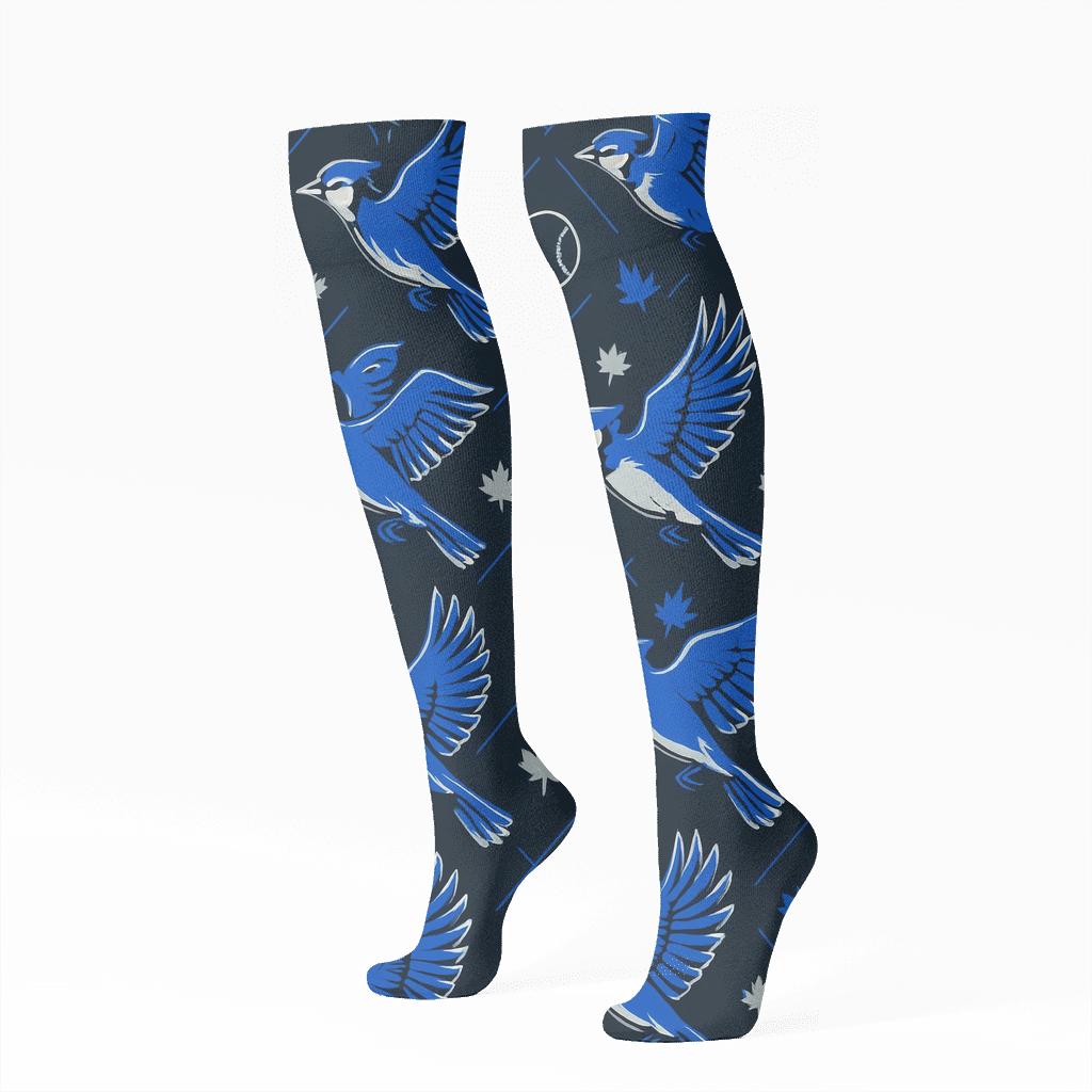 Blue Jays Night Flight Diamond Pattern custom knee-high socks