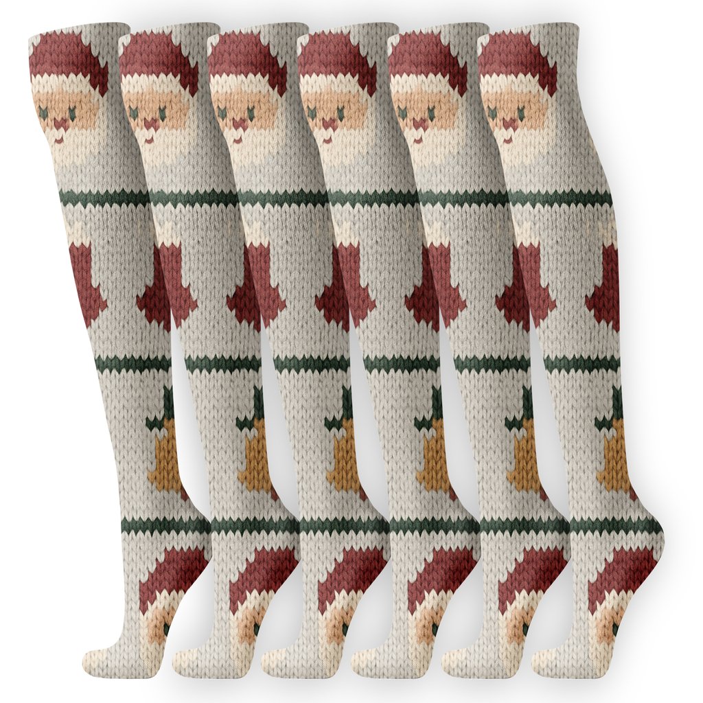 Nordic Band Stockings With Santa Claus Motif stylish athletic knee-high socks