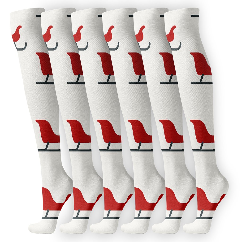 Crimson Runners With Sleigh Echo Pattern personalized knee-high socks