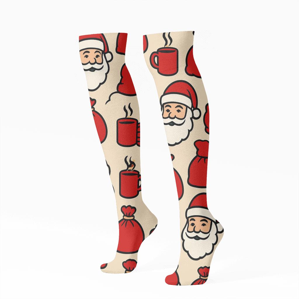 Mug And Toy Sack Cozy Icons Santa Edition trendy patterned knee-high socks