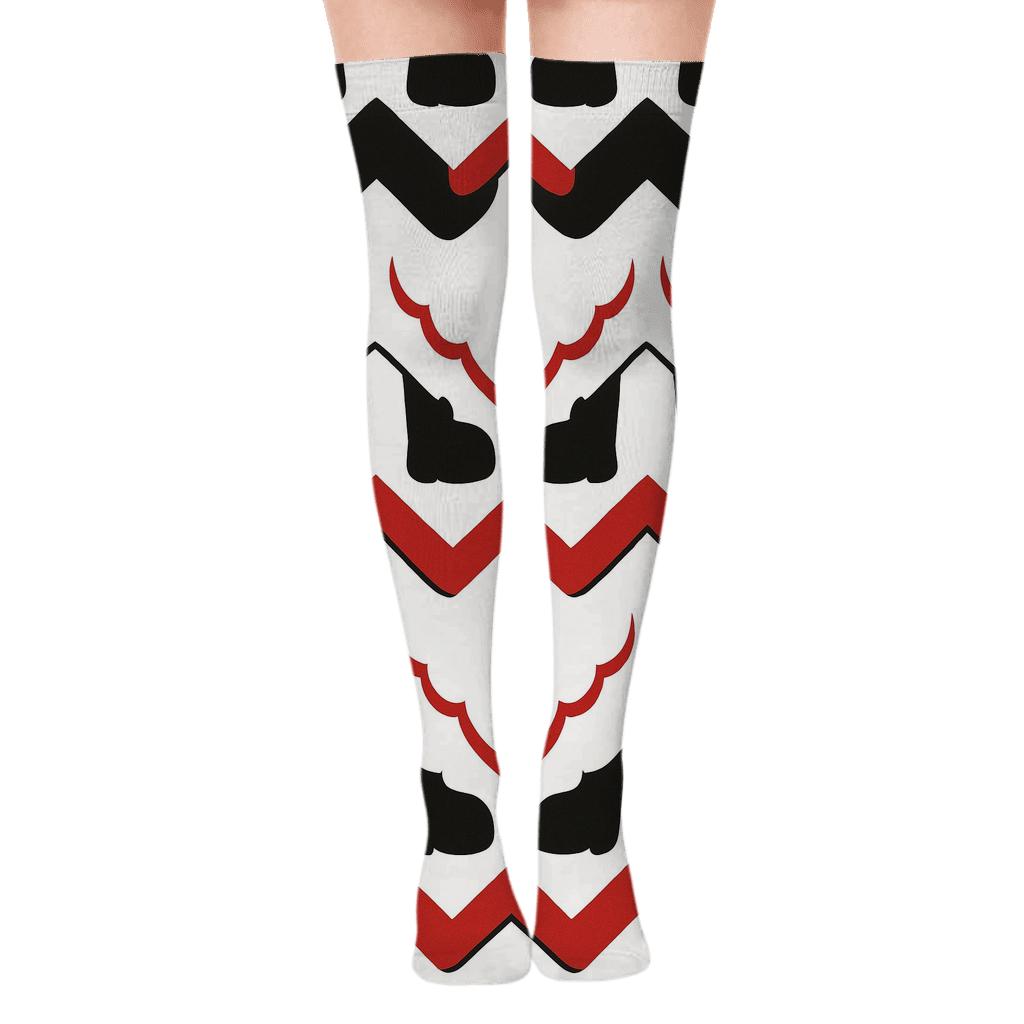 Boot And Beard Chevron Pattern Santa premium cozy over-the-knee socks