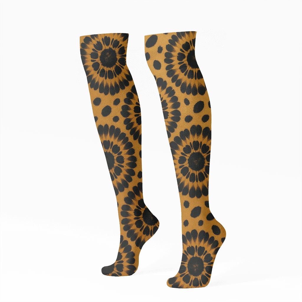 Golden Horizon Medallion Leopard soft everyday knee-high socks