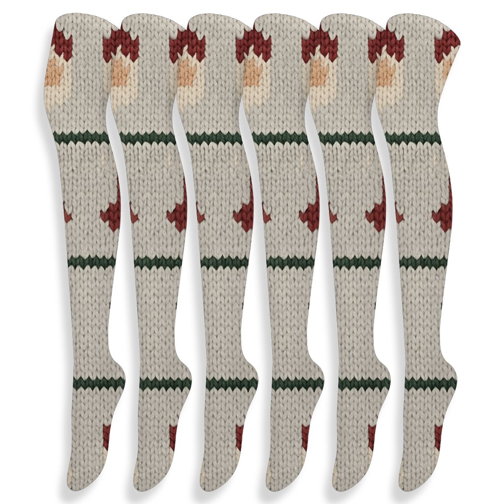 Nordic Band Stockings With Santa Claus Motif premium cozy over-the-knee socks