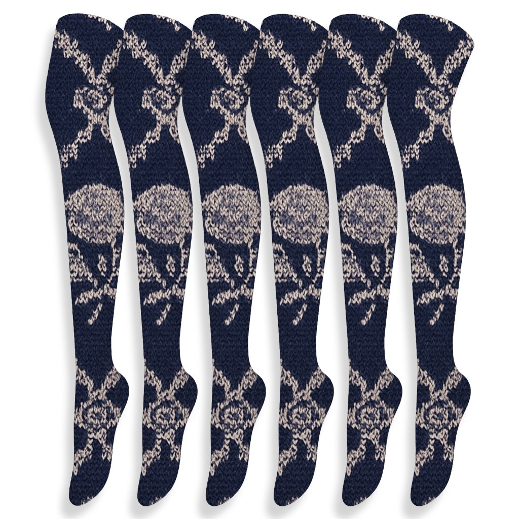 Mary Cameo Starfield Lattice trendy patterned over-the-knee socks