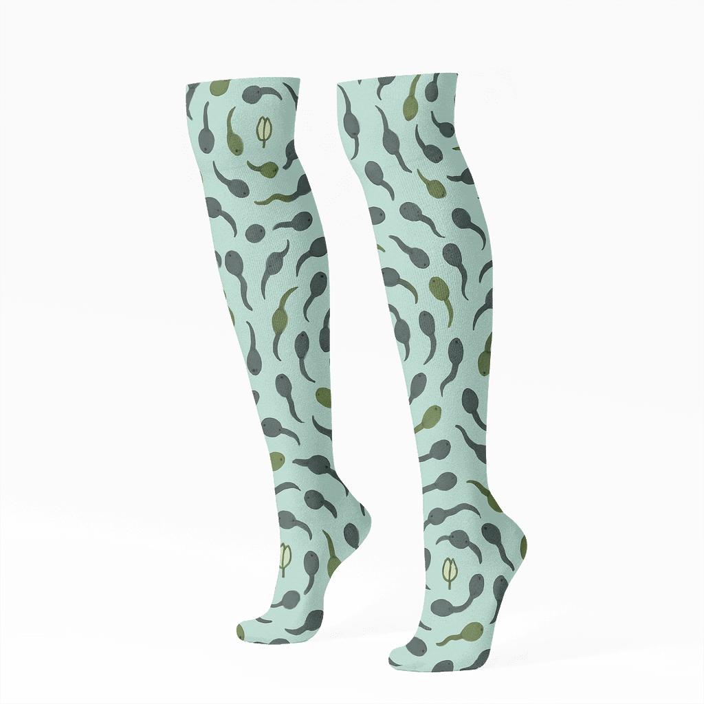 Tadpole Spiral Ripple Pattern designer print knee-high socks