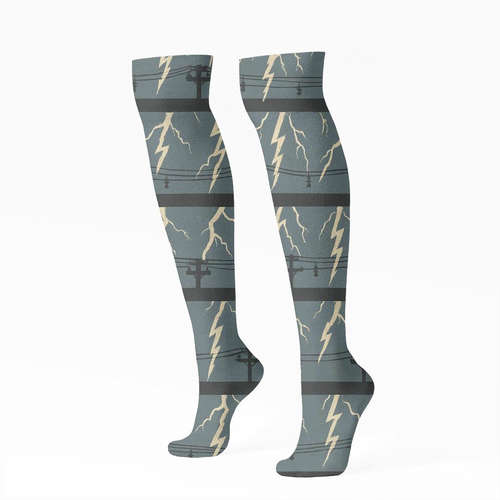 Vintage Power Line Storm Bands stylish athletic knee-high socks