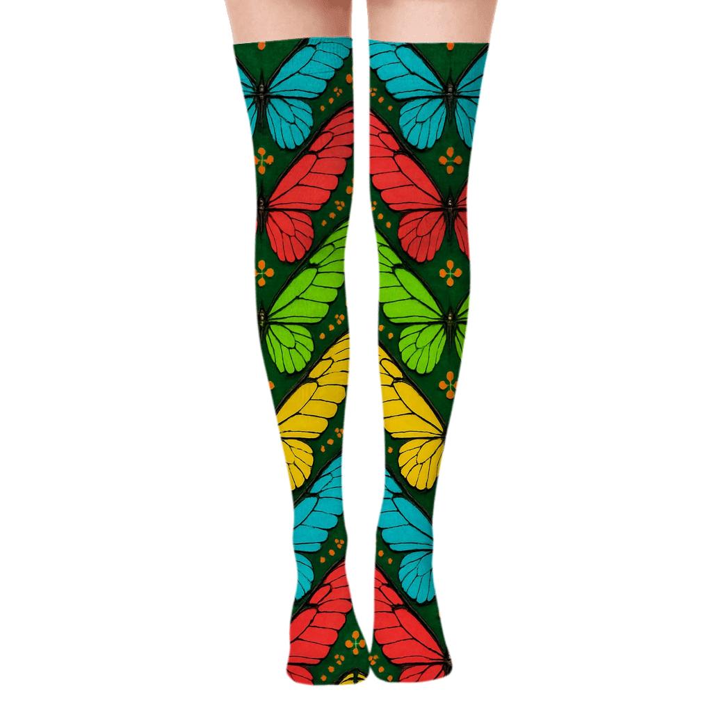 Tropical Wing Chevron Canopy unique graphic over-the-knee socks