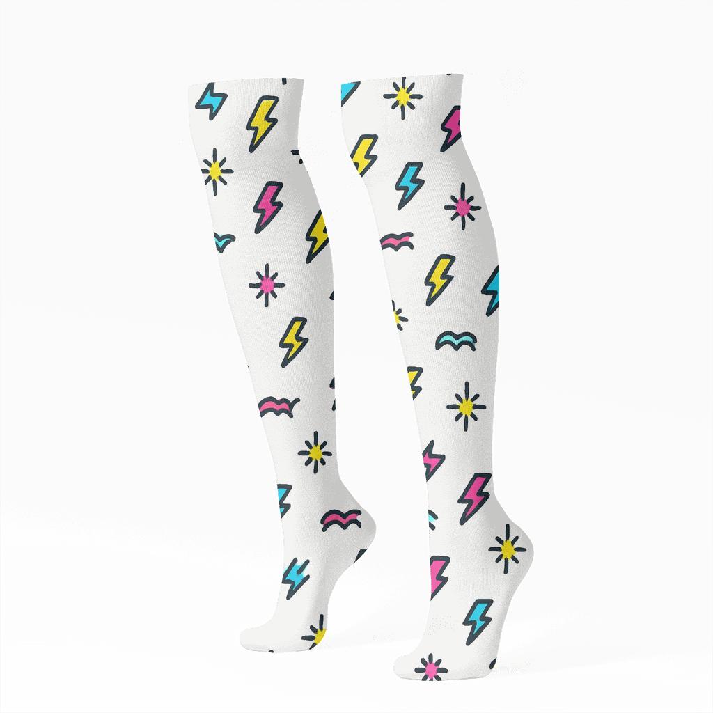 Micro Spark Scatter Field designer print knee-high socks