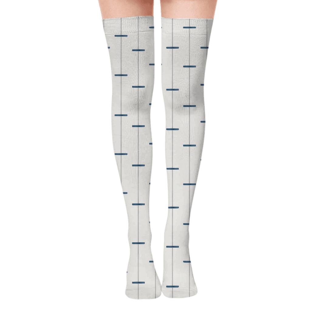 Phase Line Ladder designer print over-the-knee socks