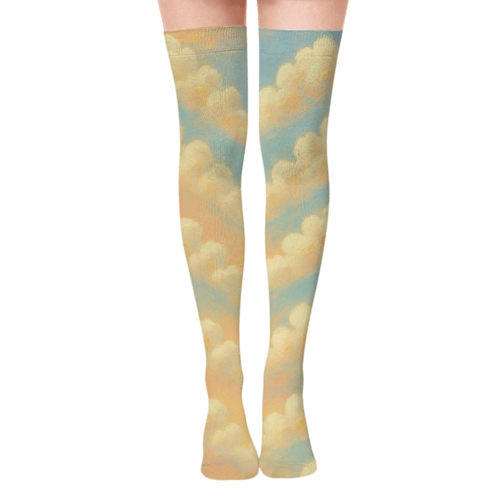 Pastel Sunrise Cumulus Chevron soft everyday over-the-knee socks