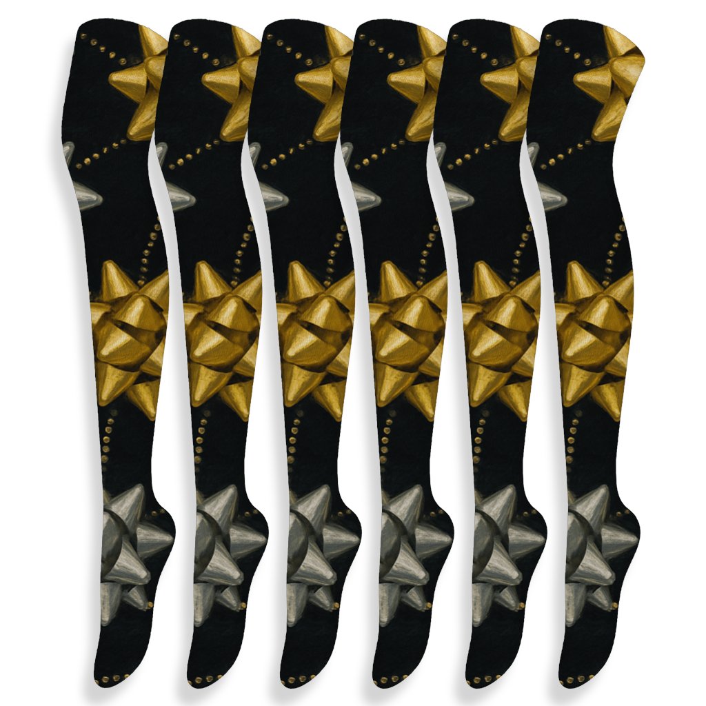 Metallic Bow Constellation Presents Edition stylish fashion over-the-knee socks