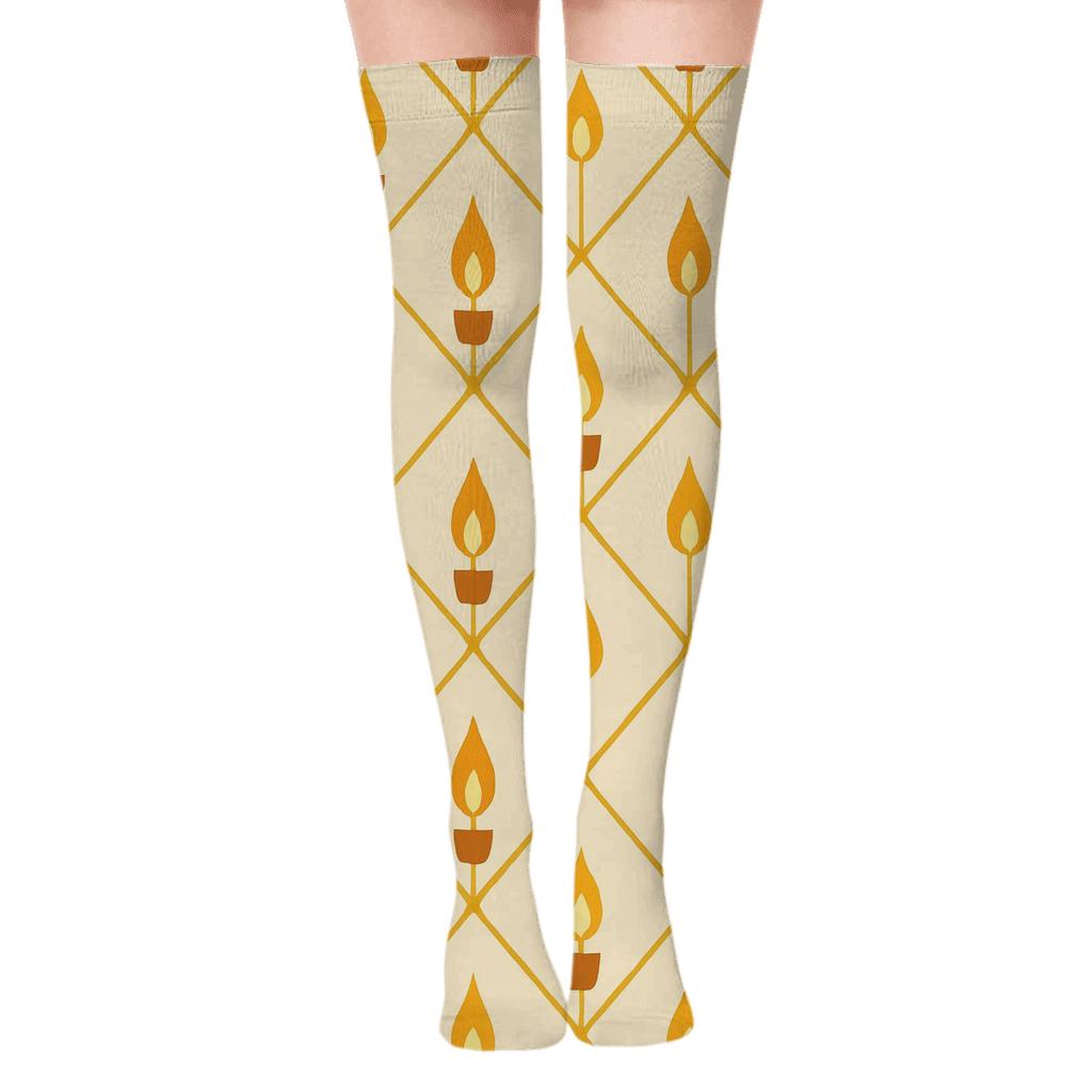 Wax Lattice With Floating Candle Flames custom over-the-knee socks