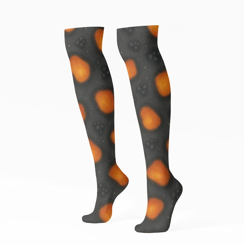 Ember Scatter On Soot Ground, Woven Heart Ending soft everyday knee-high socks
