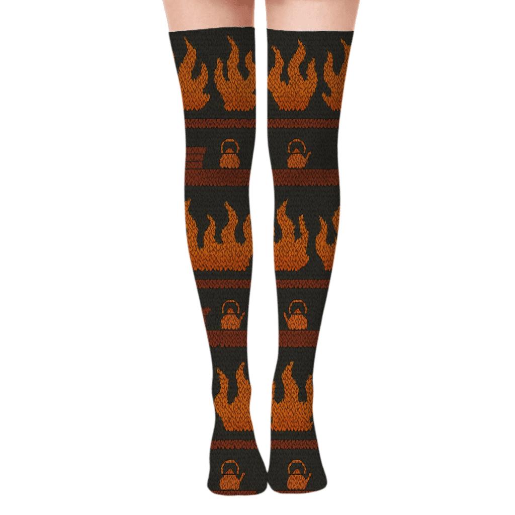 Ember Ring With Heart Flame Mantel Bands unique graphic over-the-knee socks