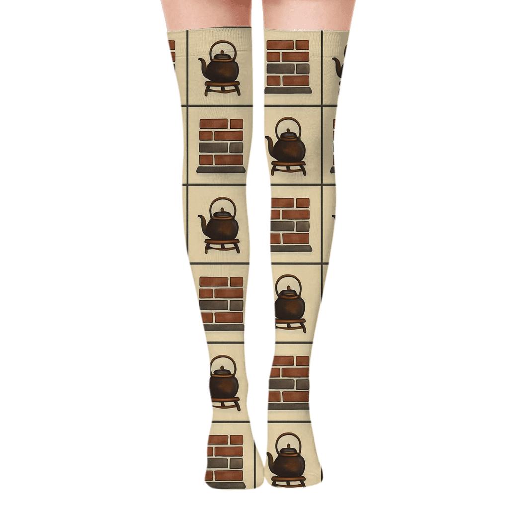 Brickside Hearth Tiles Heart Edition custom over-the-knee socks