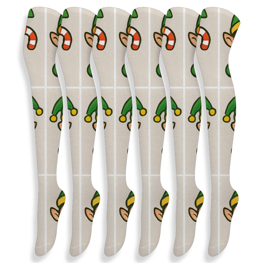 Holiday Elves Workshop Grid custom over-the-knee socks
