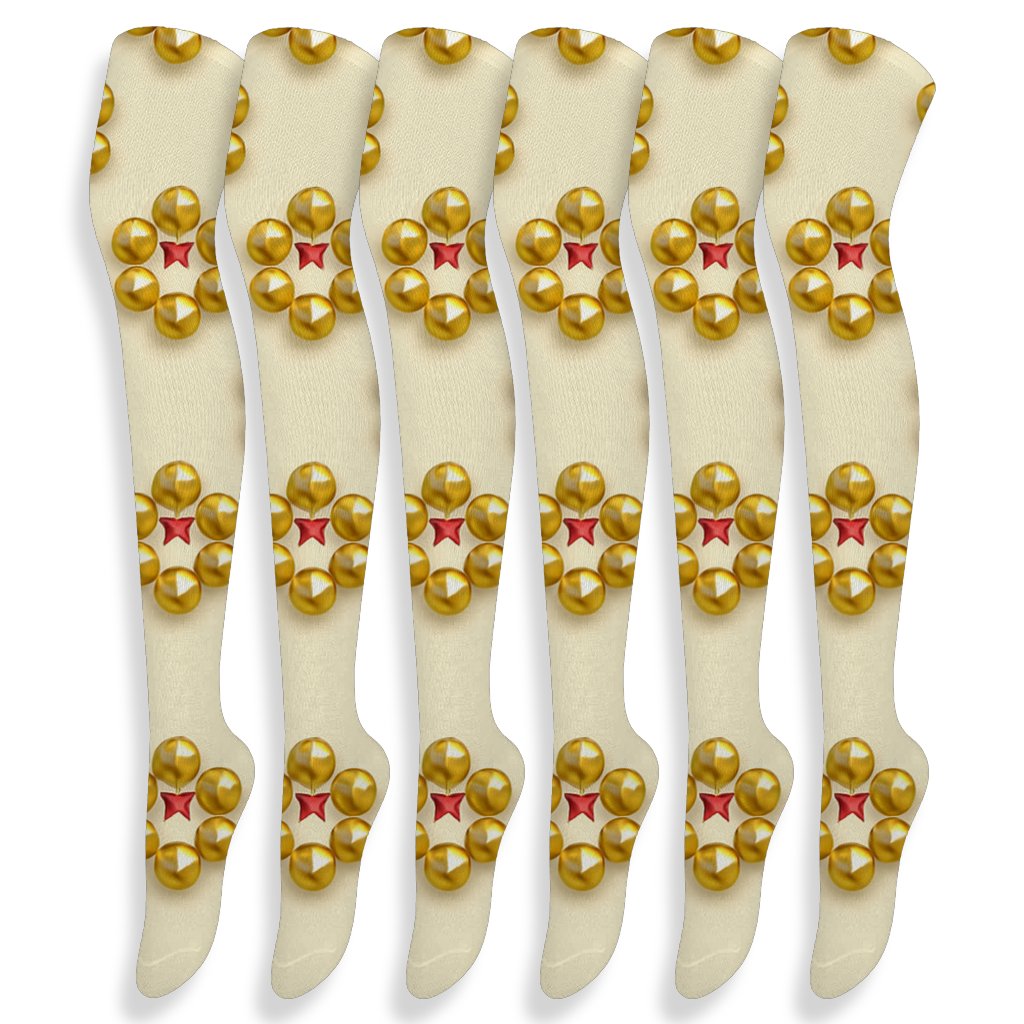 Golden Bell Ring Holiday Bands custom over-the-knee socks