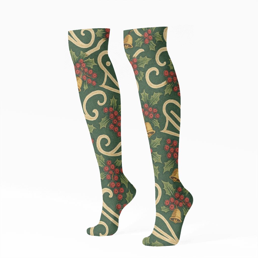 Holly Bell Runner-Sleigh Tessellation soft everyday knee-high socks