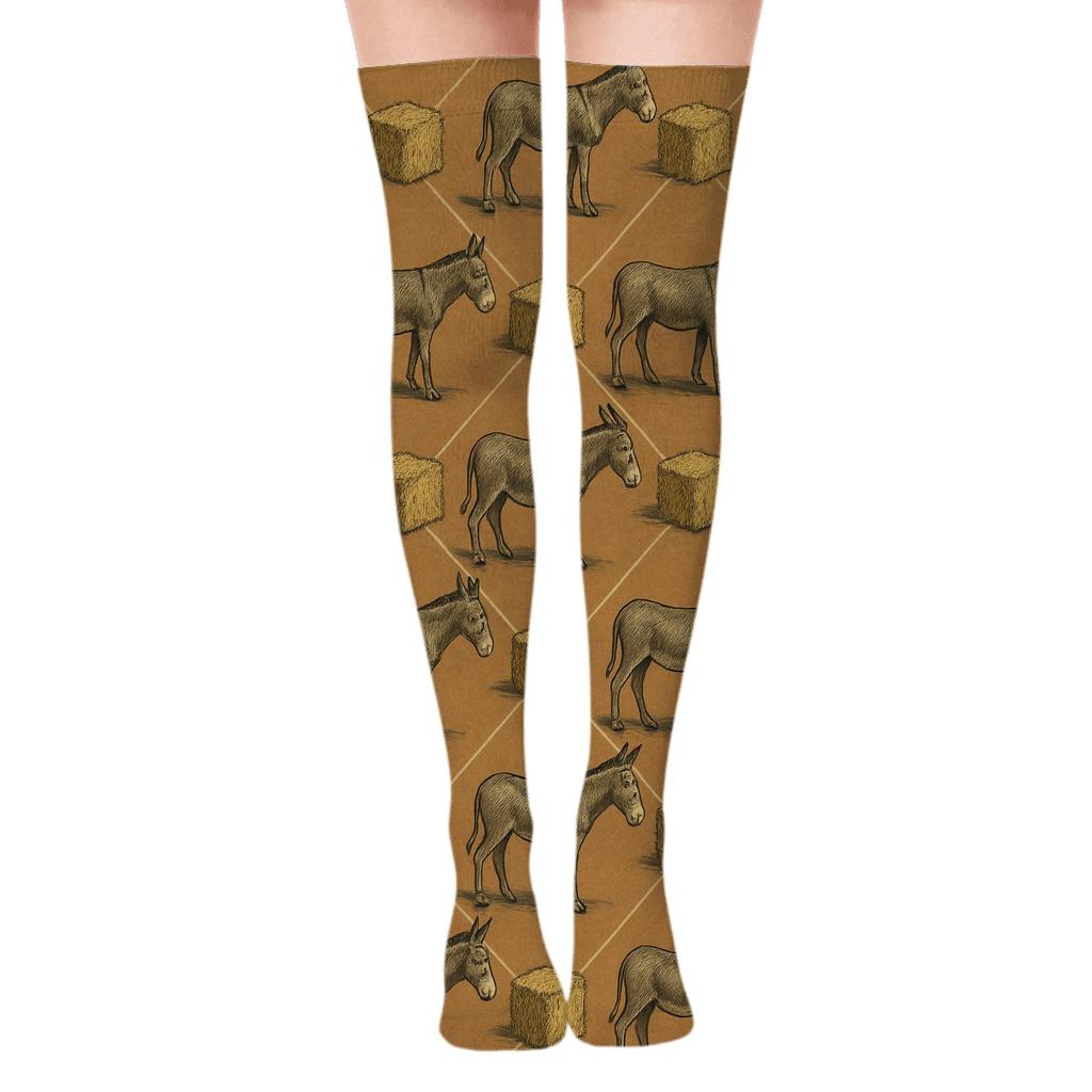 Hay Bale Lattice Donkey-Inspired Tiles stylish fashion over-the-knee socks