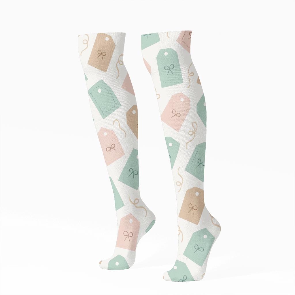 Gift Tag Galaxy Presents Edition designer print knee-high socks